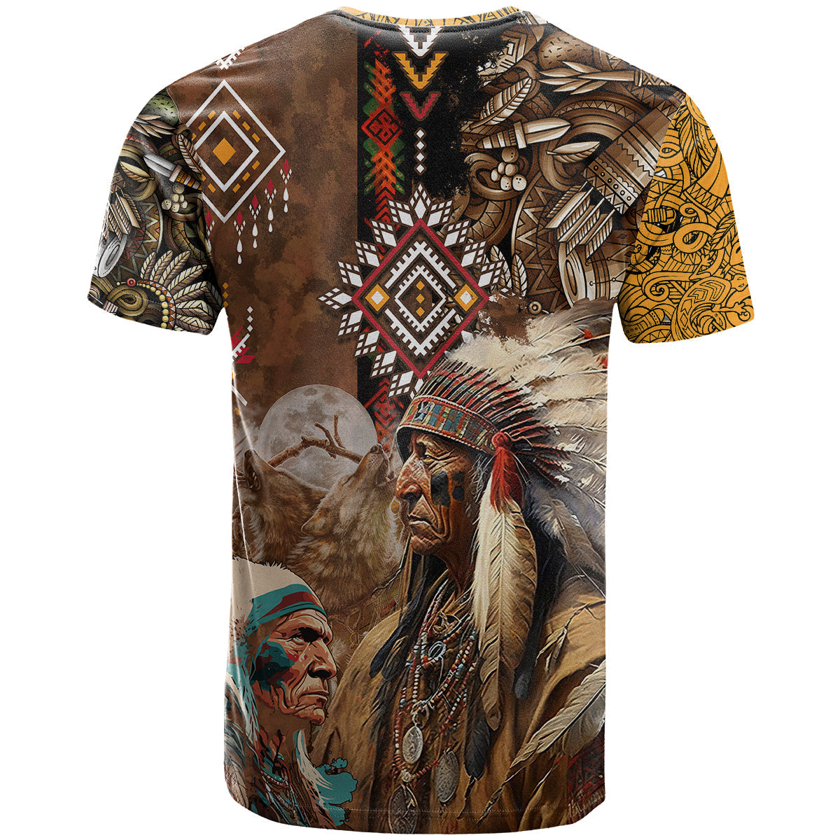Native American Feather Hand Drawn Pattern T-Shirt Graphic Tee