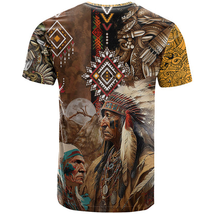 Native American Feather Hand Drawn Pattern T-Shirt Graphic Tee