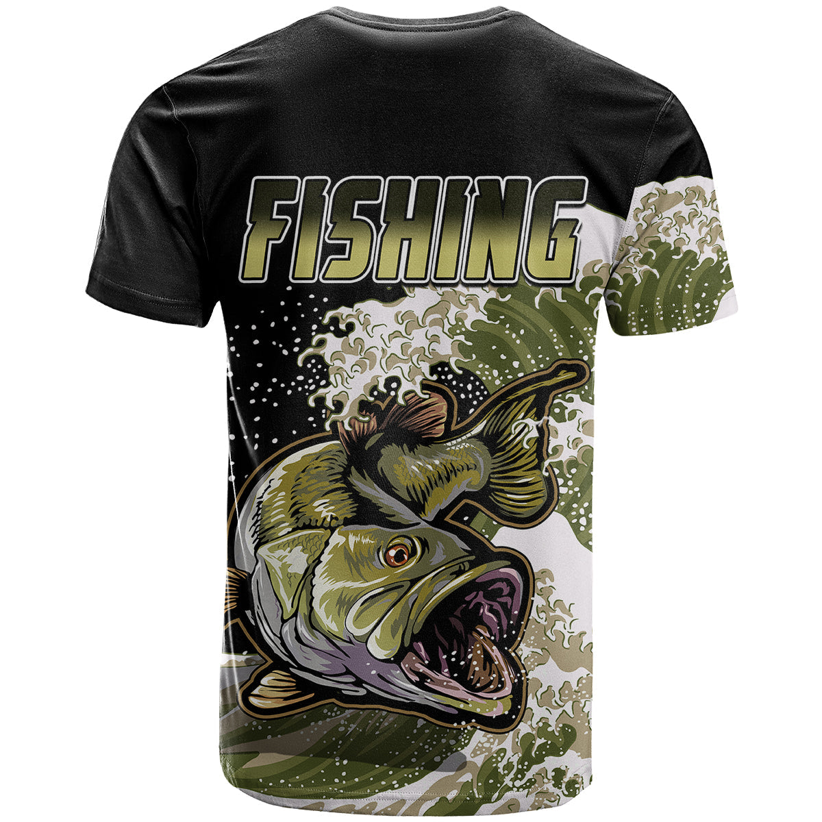 Largemouth Bass Fishing Gold T-Shirt Graphic Tee