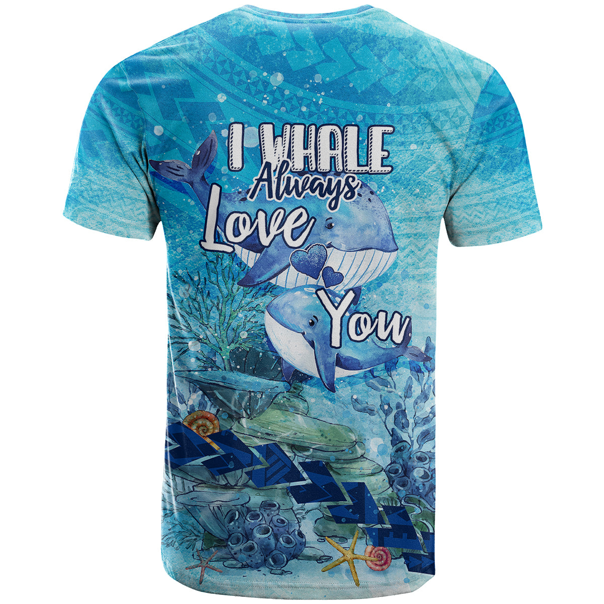 Mother and Baby Whale Mix Polynesian Style T-Shirt Graphic Tee