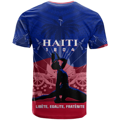Haiti T-Shirt Negre Marron With Coat Of Arms Polynesian Style Graphic Tee