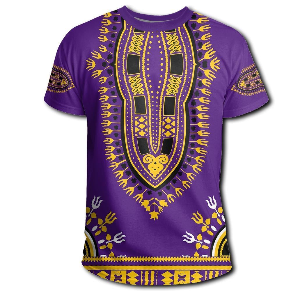 African T-Shirt Dashiki Purple T-Shirt Graphic Tee