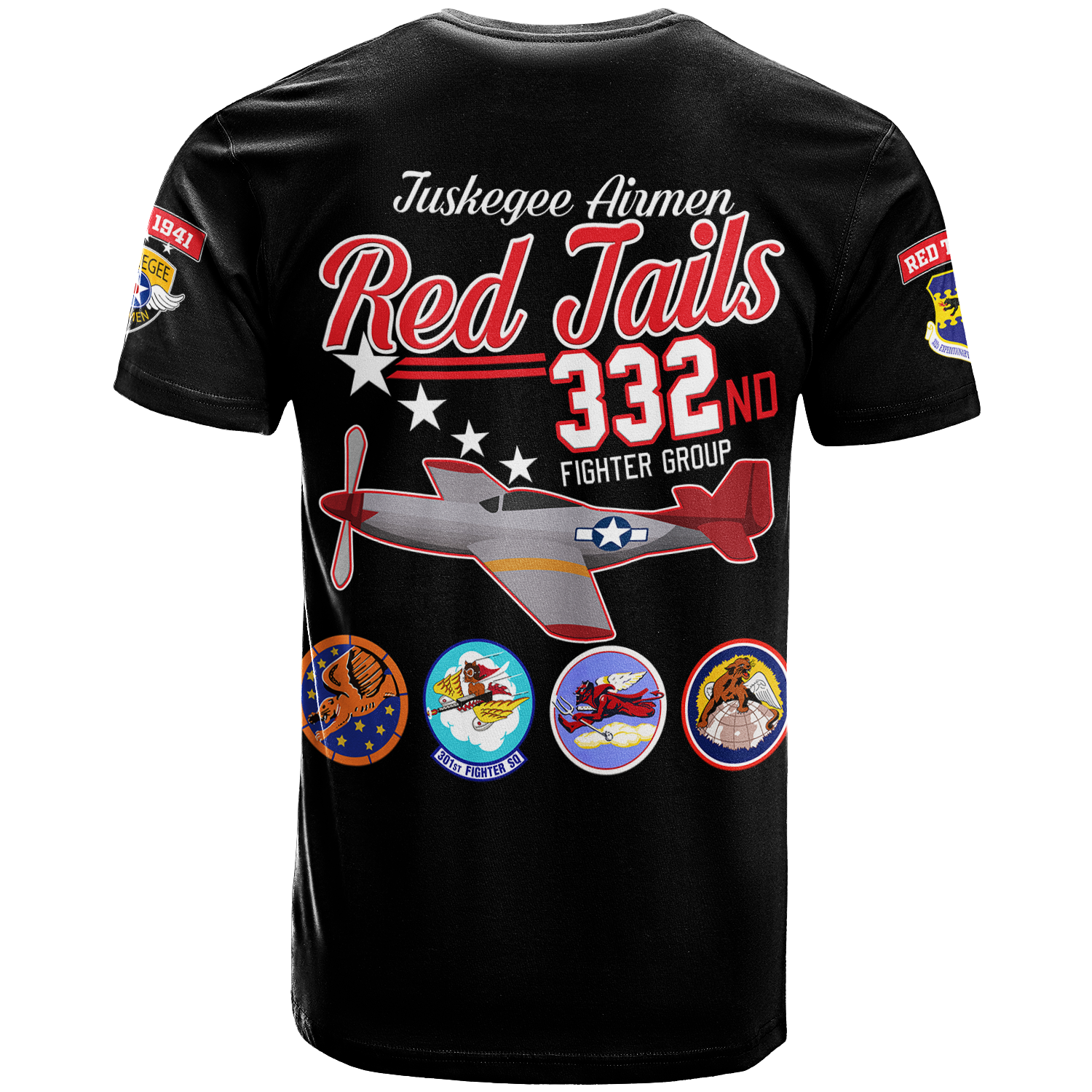 Custom Tuskegee Airmen The Red Tails Pride T-Shirt Graphic Tee