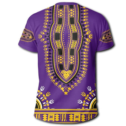 African T-Shirt Dashiki Purple T-Shirt Graphic Tee