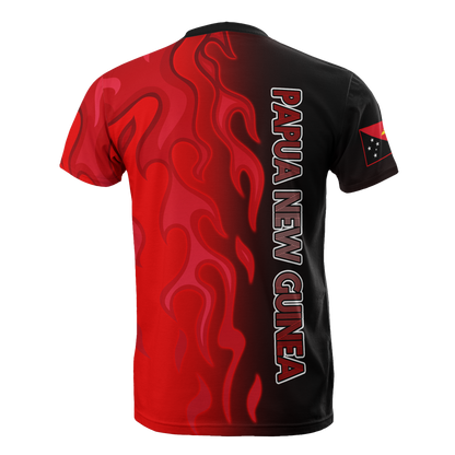 Papua New Guinea T-Shirt PNG Flag Flame Graphic Tee