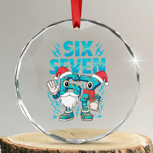 67 Meme Christmas Ornament - Crystal Glass, Funny Italian Brainrot Meme, Six Seven Holiday Decor - Transparent Glass - 3'' Circle