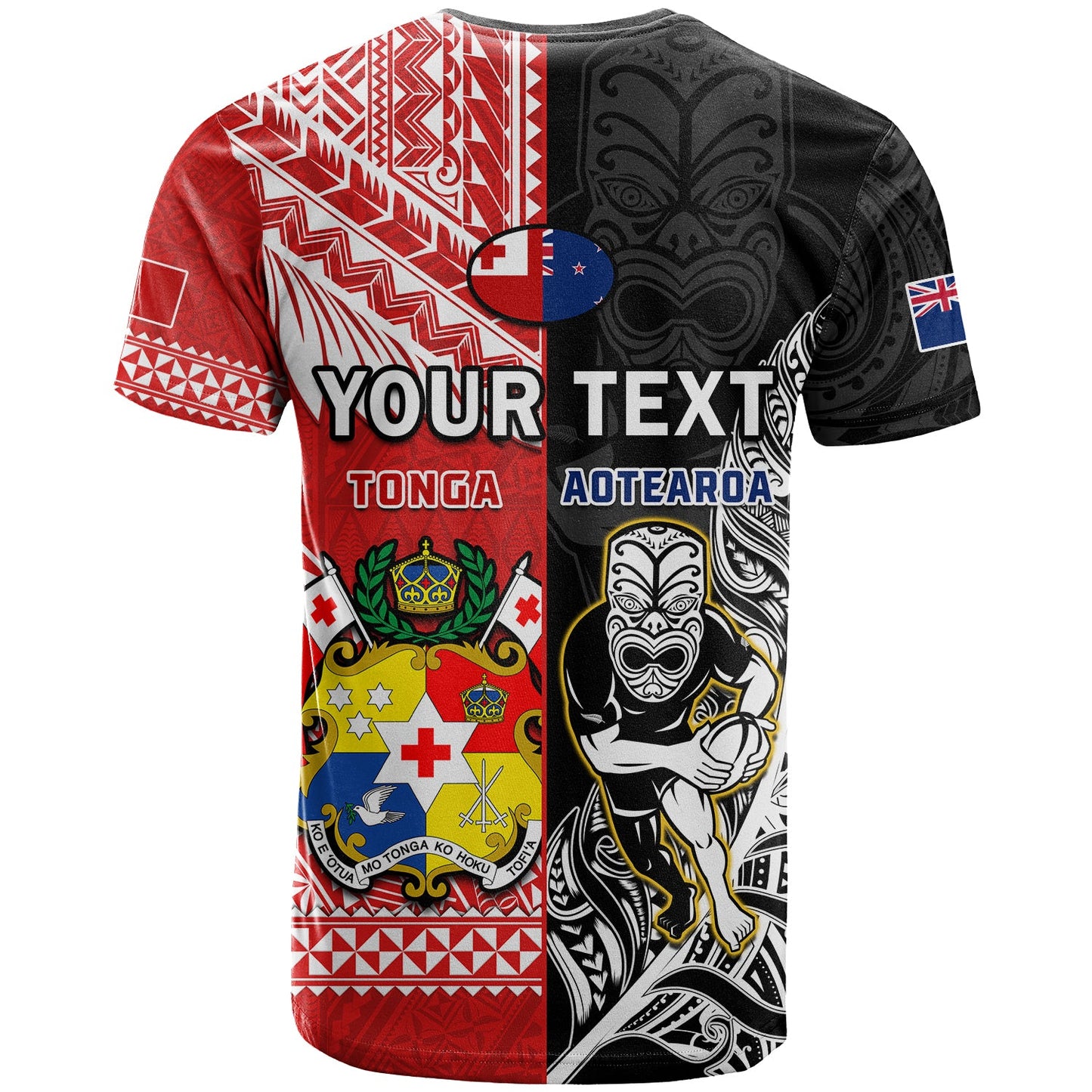 Custom Mate MaA Tonga And All Black Rugby T-Shirt Polynesian Mix NZ Maori Fern Graphic Tee