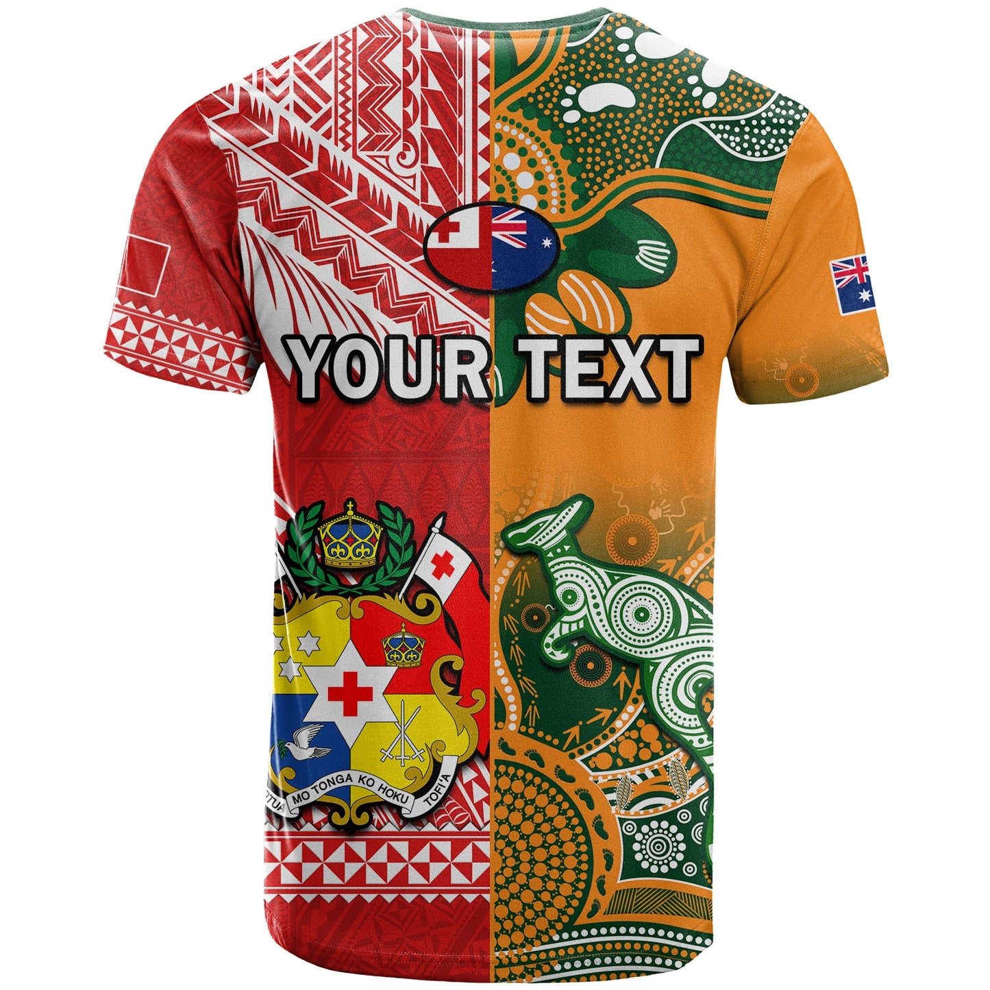 Custom Mate MaA Tonga And Wallabies Rugby T-Shirt Polynesian Mix Aboriginal Graphic Tee