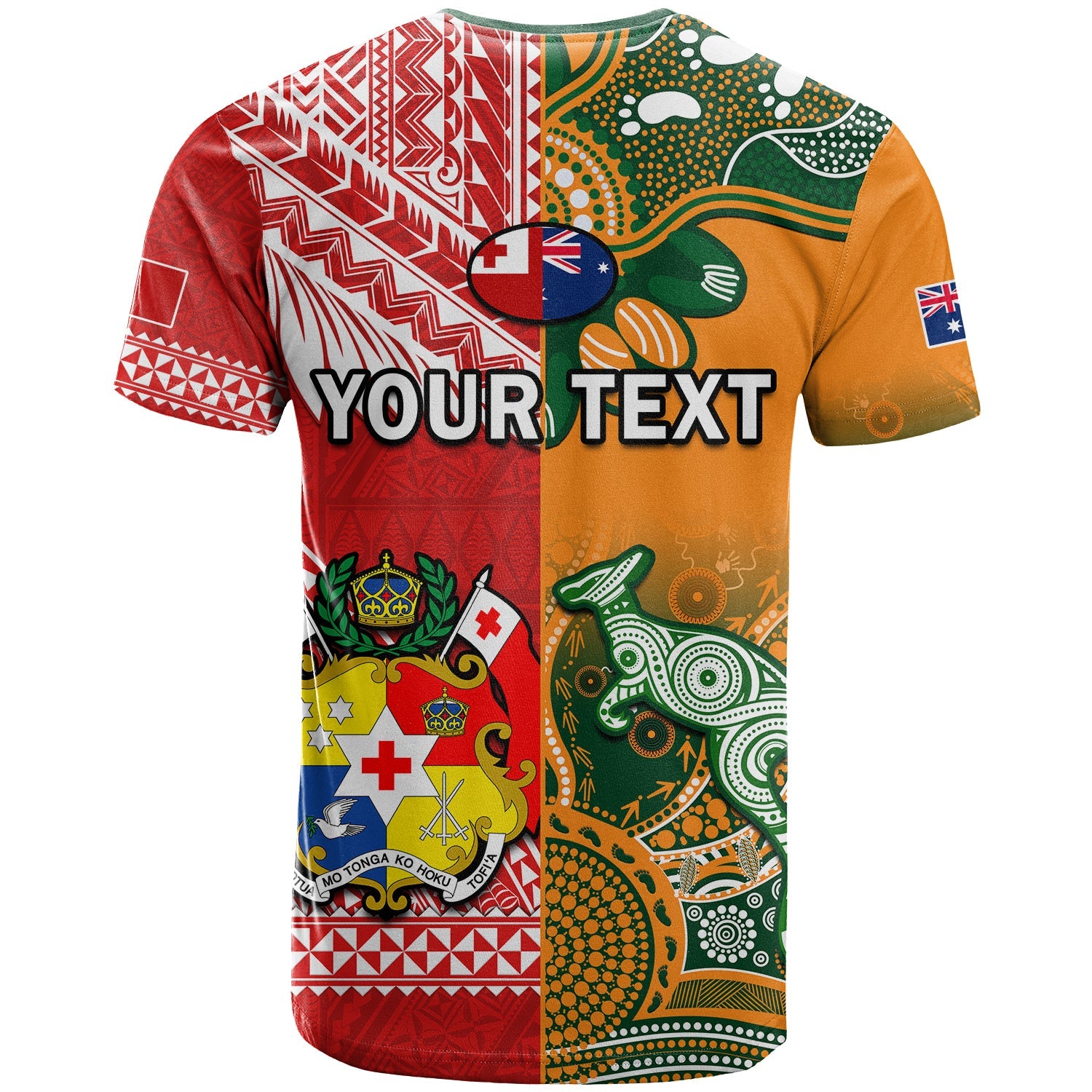 Custom Mate MaA Tonga And Wallabies Rugby T-Shirt Polynesian Mix Aboriginal Graphic Tee
