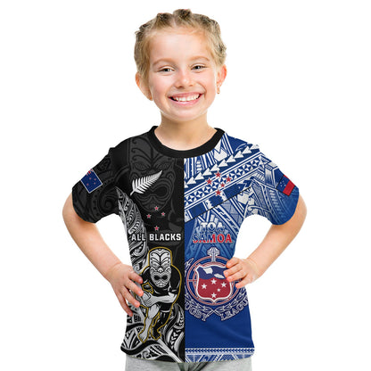 Custom All Black And Toa Samoa Rugby T-Shirt NZ Maori Fern Mix Polynesian Graphic Tee