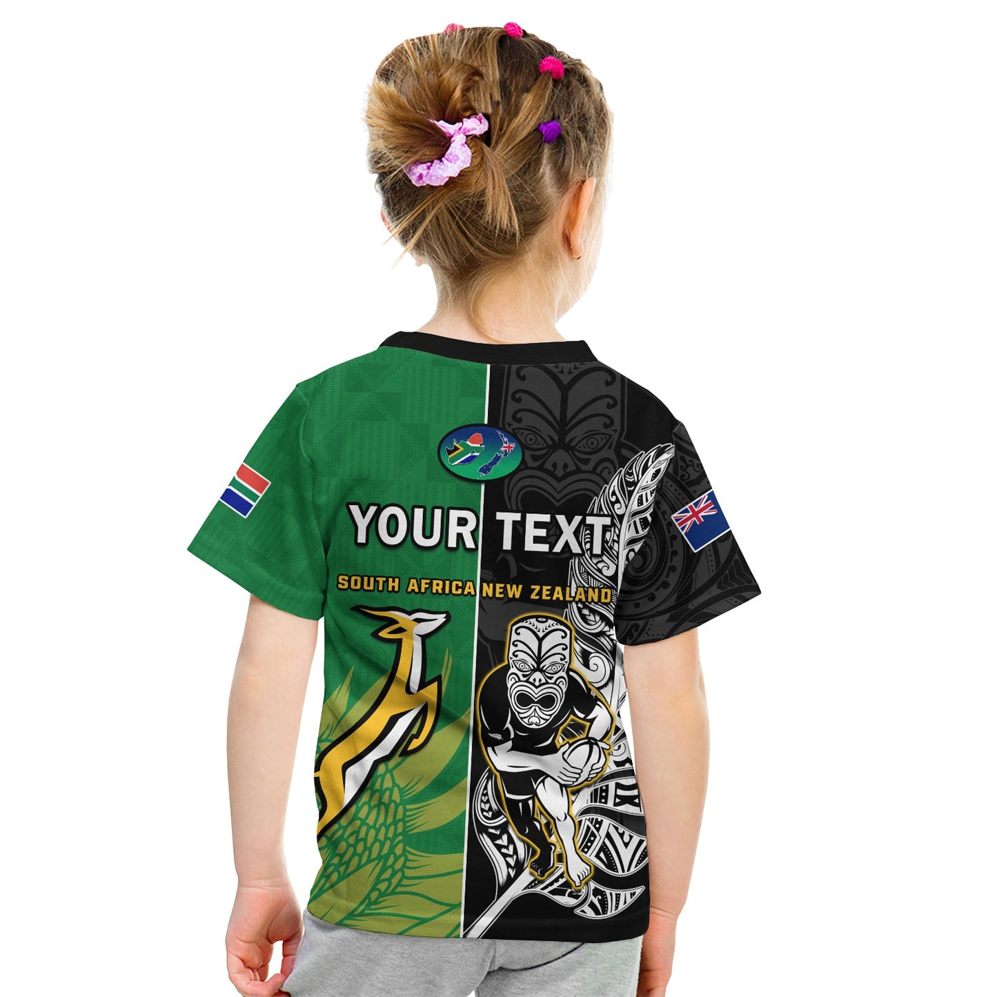 Custom New Zealand And South Africa Rugby T-Shirt All Black Maori Mix Springboks Graphic Tee