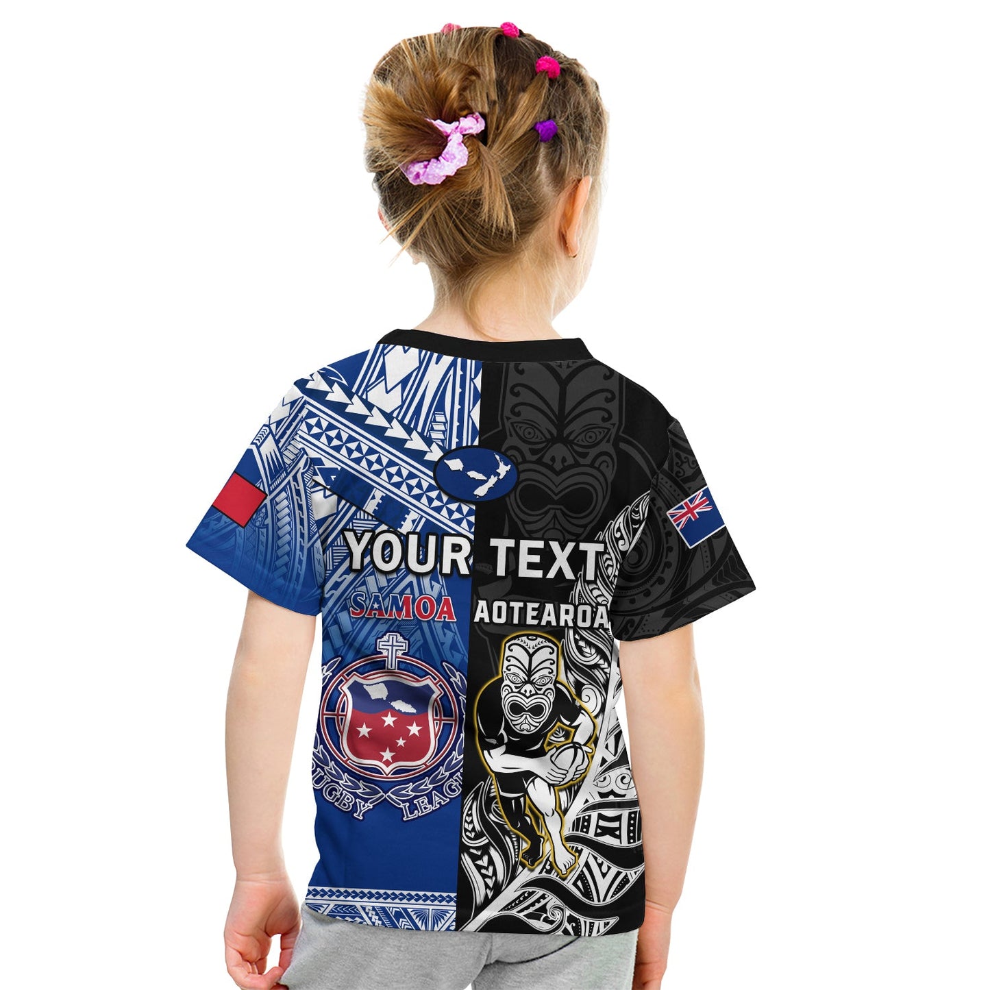 Custom All Black And Toa Samoa Rugby T-Shirt NZ Maori Fern Mix Polynesian Graphic Tee