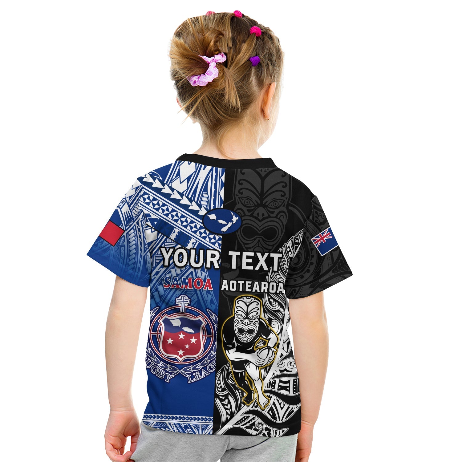 Custom All Black And Toa Samoa Rugby T-Shirt NZ Maori Fern Mix Polynesian Graphic Tee