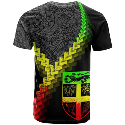 Fiji T-Shirt Fiji Coat Of Arms With Polynesian Tattoo Reggae Graphic Tee