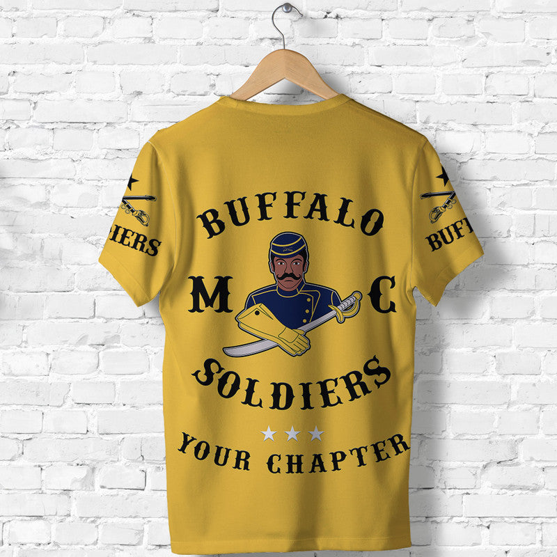 Custom Buffalo Soldiers Motorcycle Club BSMC T-Shirt Original Style Gold Graphic Tee