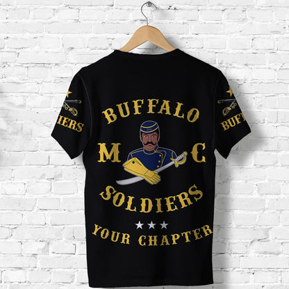Custom Buffalo Soldiers Motorcycle Club BSMC T-Shirt Simple Style Black Graphic Tee