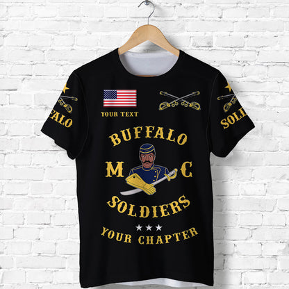Custom Buffalo Soldiers Motorcycle Club BSMC T-Shirt Simple Style Black Graphic Tee