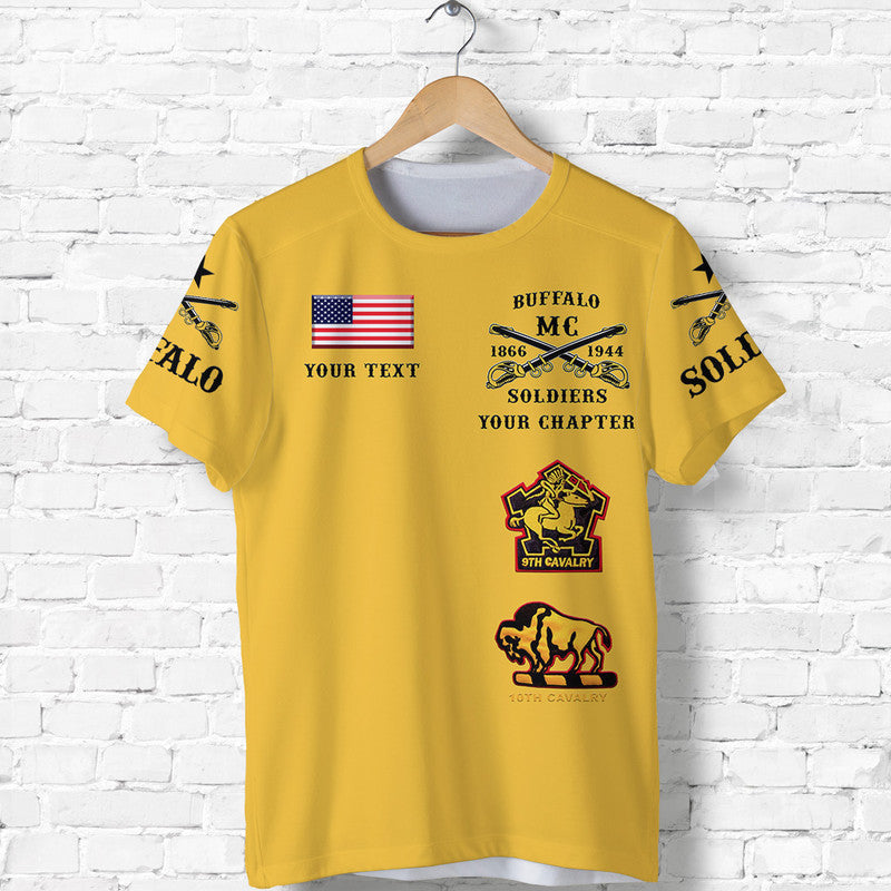 Custom Buffalo Soldiers Motorcycle Club BSMC T-Shirt Original Style Gold Graphic Tee