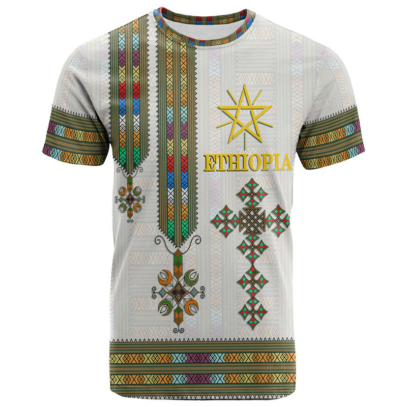 Custom Ethiopia T-Shirt Ethiopian Tibeb Pattern Style Graphic Tee