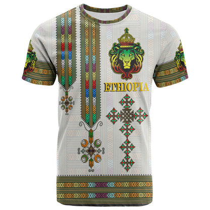 Ethiopia T-Shirt Ethiopian Lion Of Judah Tibeb Style Graphic Tee