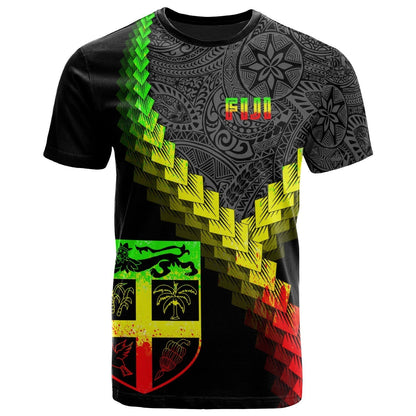 Fiji T-Shirt Fiji Coat Of Arms With Polynesian Tattoo Reggae Graphic Tee