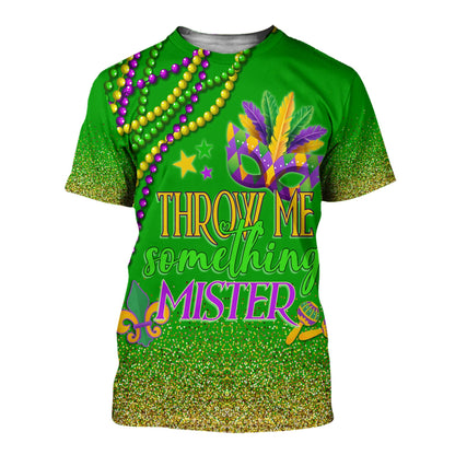 T-Shirt Mardi Gras Throw Me Something Mister Green Graphic Tee