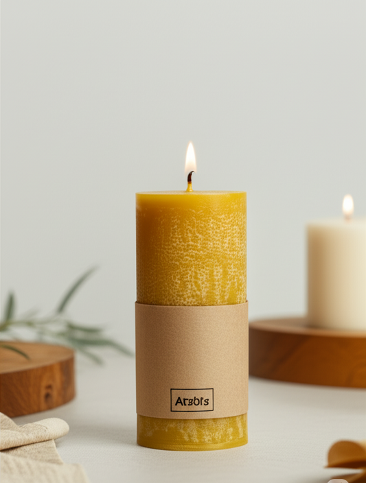 Aizots Vintage Beeswax Pillar Candle – Hand-Poured Rustic Candle for Table Decor