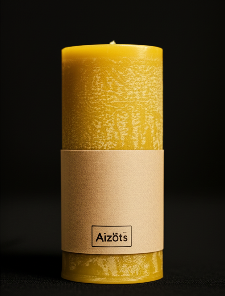 Aizots Vintage Beeswax Pillar Candle – Hand-Poured Rustic Candle for Table Decor