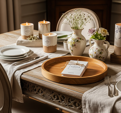 Aizots Vintage Wooden Serving Tray – Rustic Handcrafted Table Decor with Handles