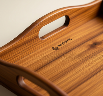 Aizots Vintage Wooden Serving Tray – Rustic Handcrafted Table Decor with Handles