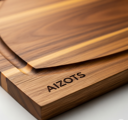 Aizots Curved Acacia Serving Board – Artisan Wood Cheese & Charcuterie Platter (Medium)