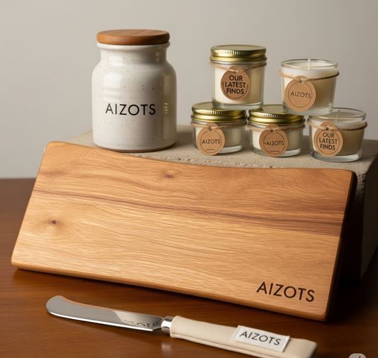 Aizots Curved Acacia Serving Board – Artisan Wood Cheese & Charcuterie Platter (Medium)