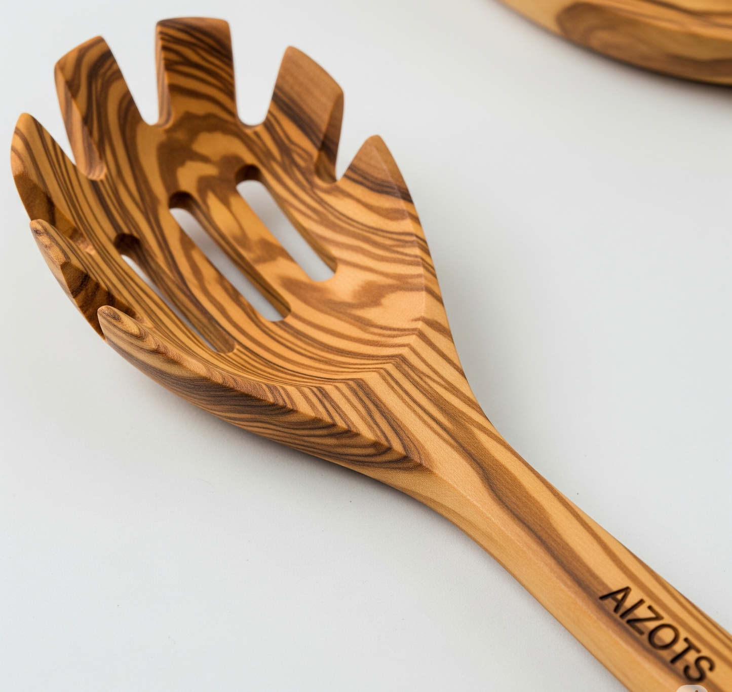 Aizots Olive Wood Pasta Server – Hand-Carved Italian Kitchen Utensil for Serving Spaghetti