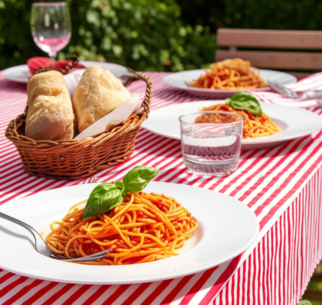 Aizots Striped Cotton Tablecloth – Classic Italian Red & White Checkered Dining Linen