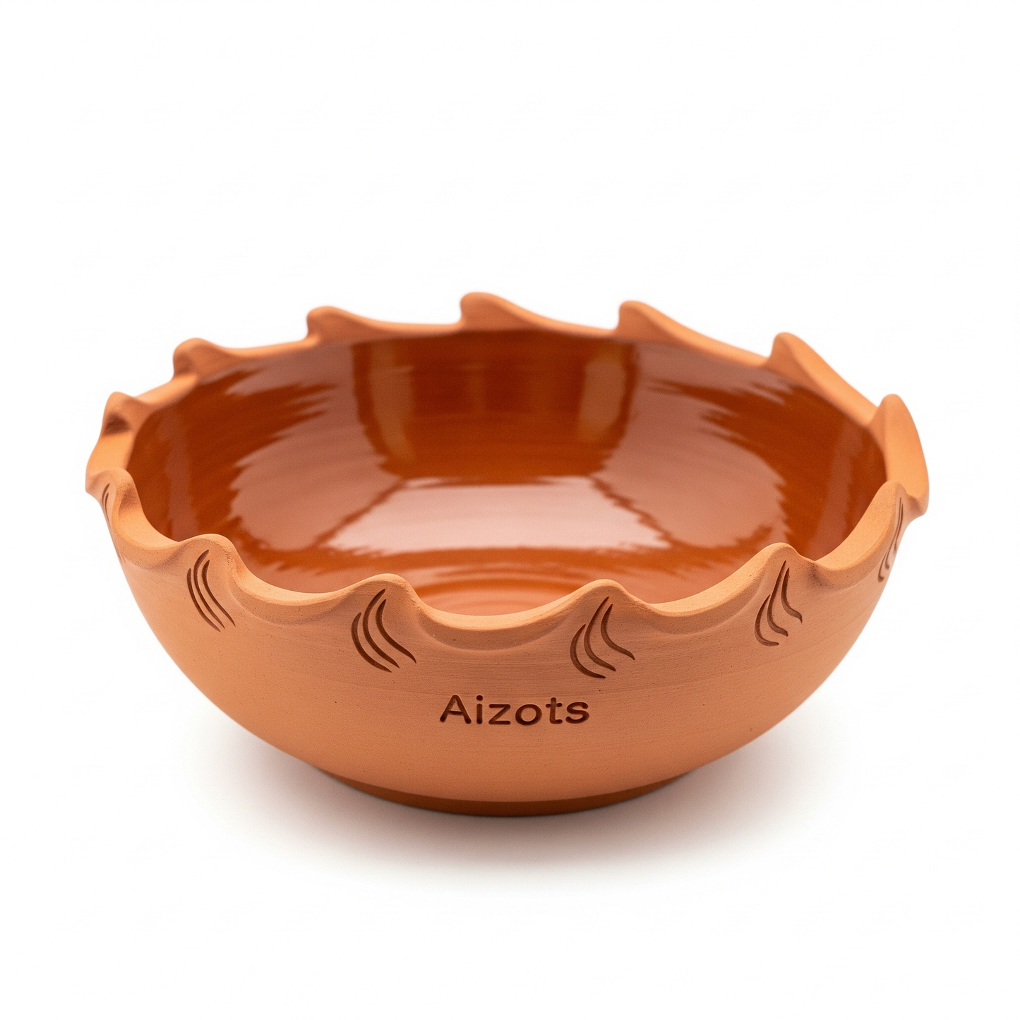 Aizots Handmade Terracotta Flame Bowl – Rustic Clay Serving Bowl for Hot Dishes