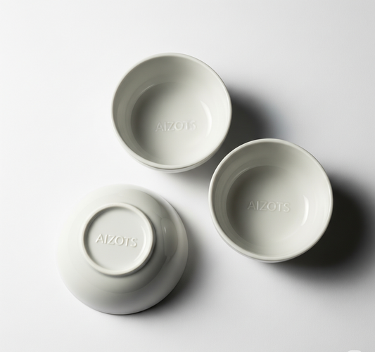 Aizots Hand-Glazed Stoneware Dipping Bowls – Set of 3 Artisan Mini Bowls for Sauces & Spices