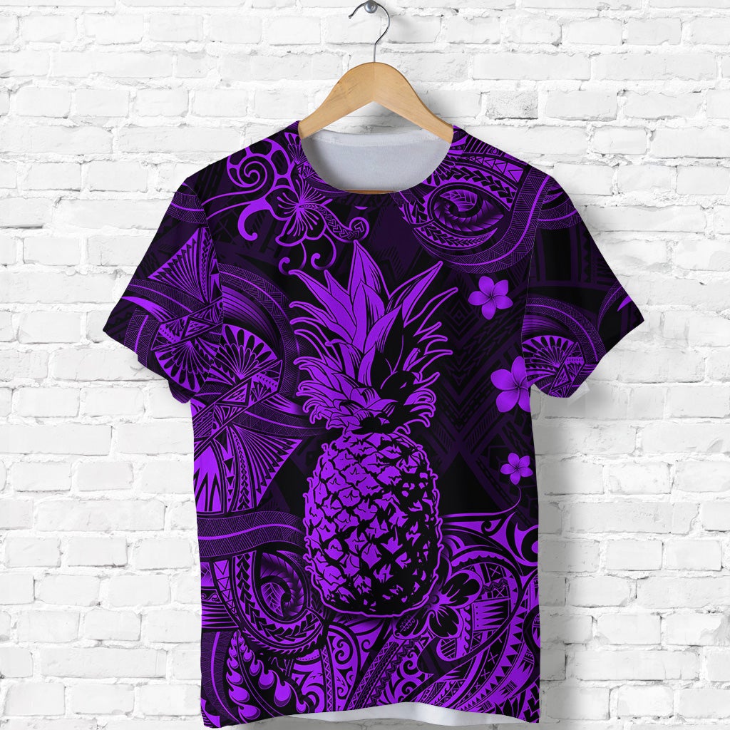 Custom Hawaii Pineapple Polynesian T-Shirt Unique Style Purple Graphic Tee