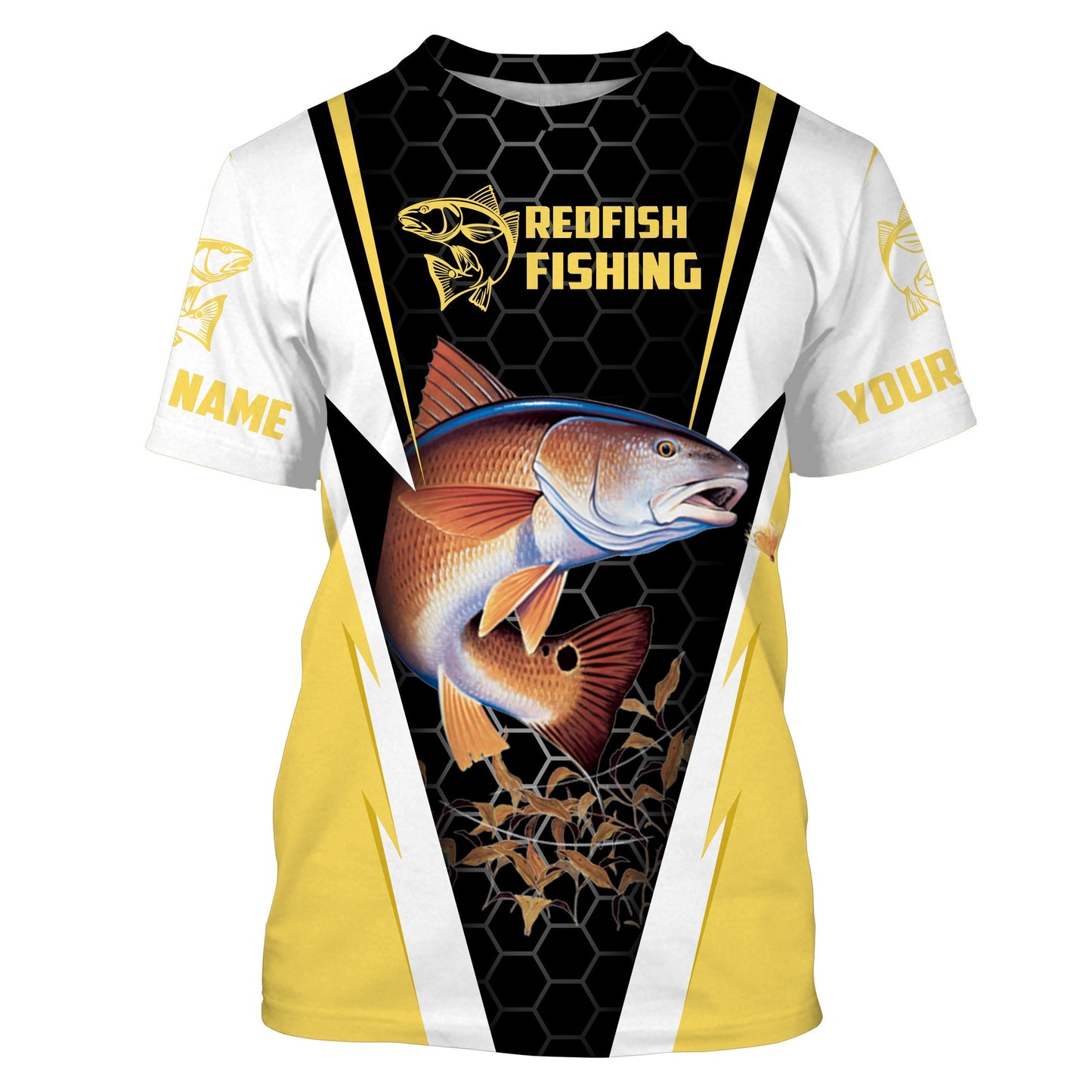 Custom Redfish Fishing Jerseys, Redfish Fishing Fishing TournamenT-Shirts Yellow T-Shirt Graphic Tee