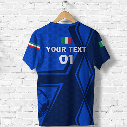 Custom Italy T-Shirt Unique Style Blue Custom Text And Number Graphic Tee