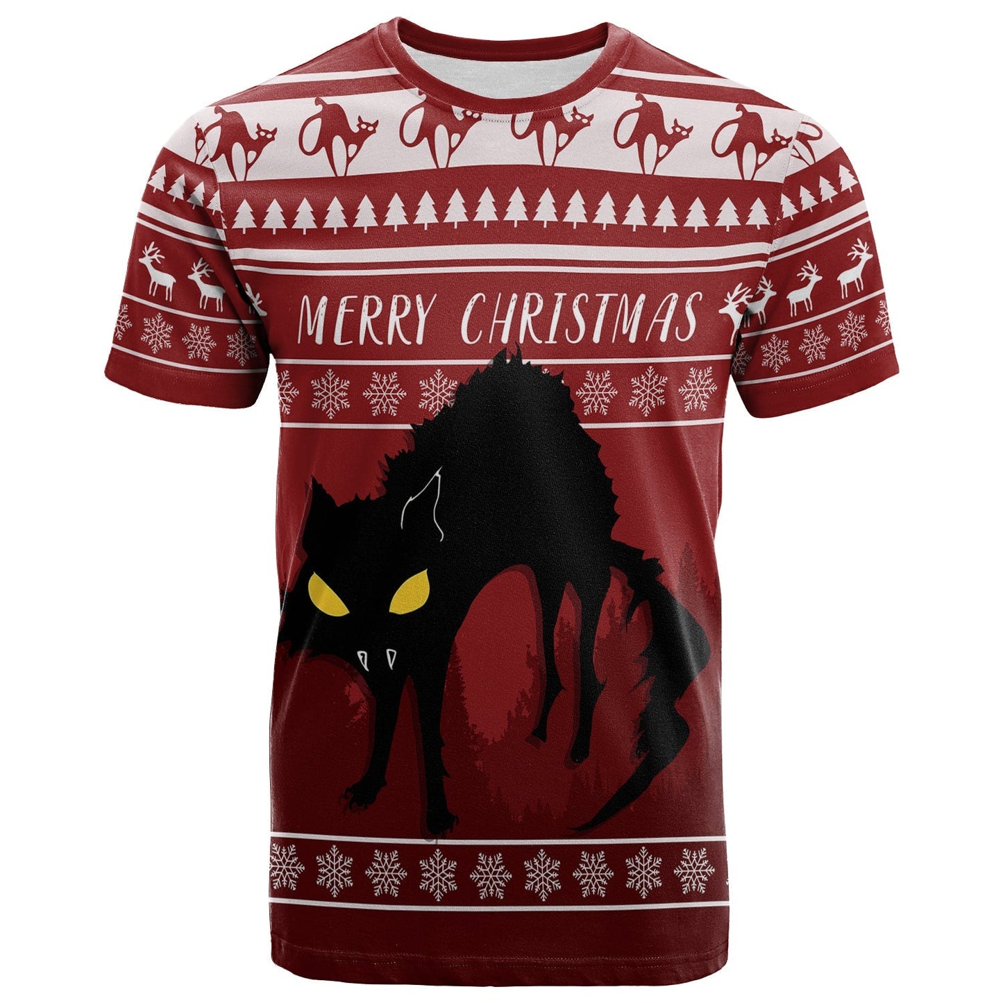Jolakotturinn Iceland Yule Cat With Christmas Pattern T-Shirt Graphic Tee