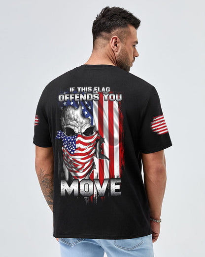 If This Flag Offends You Skull Crack Flag Mens Patriotic T-Shirt Graphic Tee