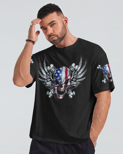 America Live It Love It Wings Skull Mens Patriotic T-Shirt Graphic Tee