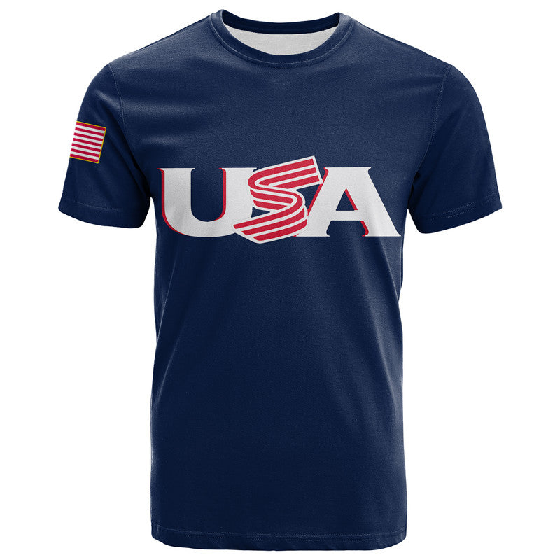 Custom Baseball USA T-Shirt Blue Style Graphic Tee