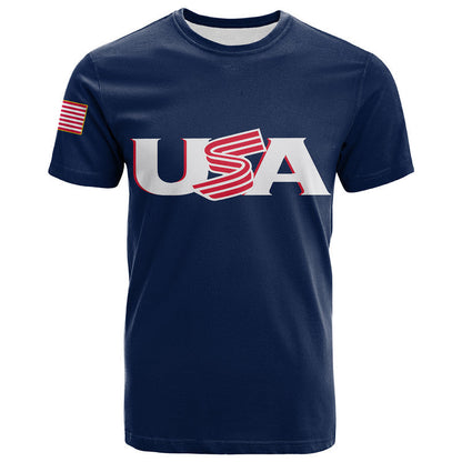 Custom Baseball USA T-Shirt Blue Style Graphic Tee