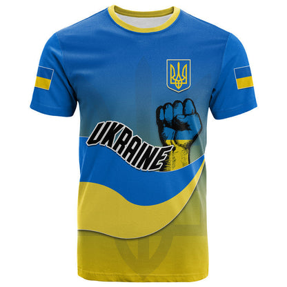 Custom Ukraine T-Shirt National Flag Style Graphic Tee