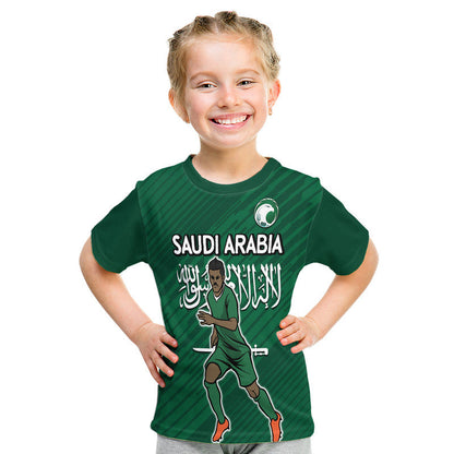 Saudi Arabia Football with Flag Background T-Shirt Graphic Tee