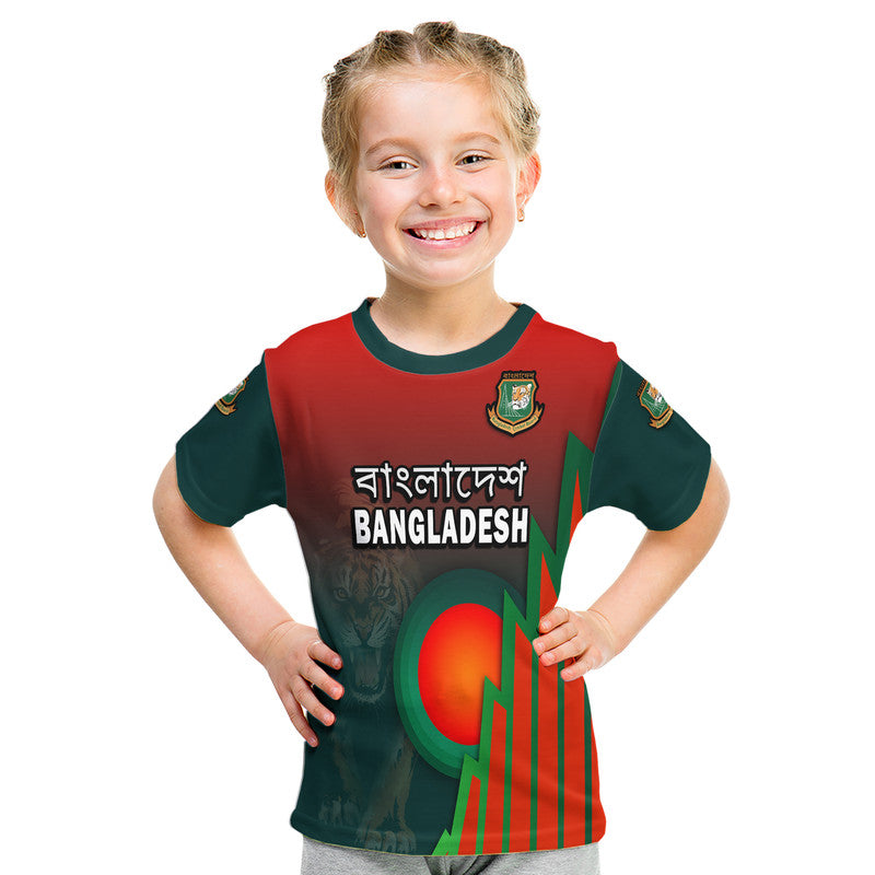 Bangladesh Bangla Tigers Cricket T-Shirt Tigers and Bangladesh Flag Graphic Tee