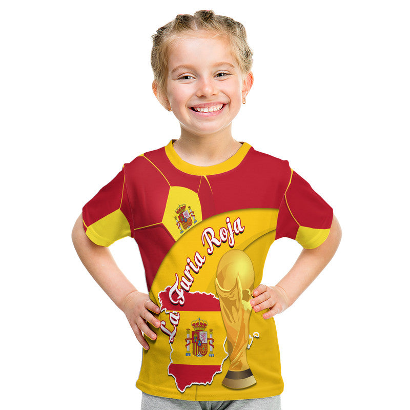 Custom Spain Football Champions T-Shirt Spain Flag With Soccer Ball Graphic Tee