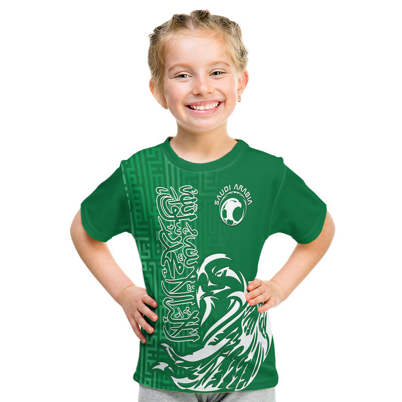 Saudi Arabia Football Falcon Bird And Arabic Text T-Shirt Graphic Tee