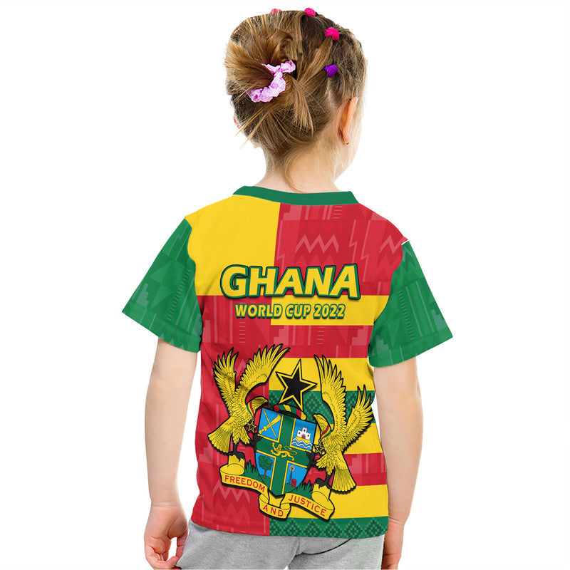 Ghana Football Flag Color Mixed Kente Pattern T-Shirt Graphic Tee